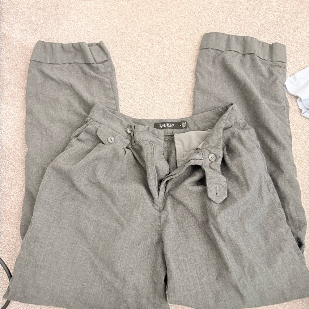Lauren Ralph Lauren Light Gray Wide-Leg Trousers